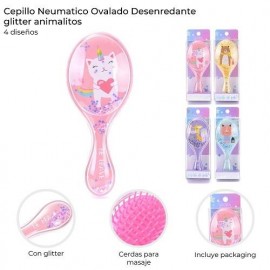 CEPILLO OVALADO GLITTER ANIMALITOS 39062