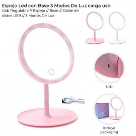 ESPEJO LED C/BASE 3 MODO LUZ USB 39008