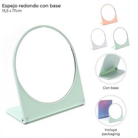 ESPEJO REDONDO C/BASE 15.5X17CM 39009