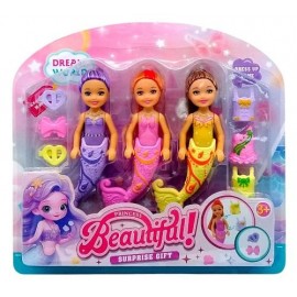 SET MUÑECA SIRENAS 12CM C/ACC X3 SD23966