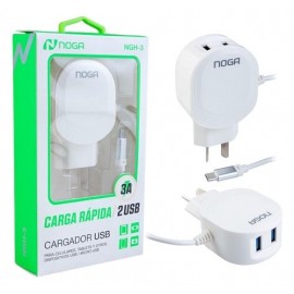 CARGADOR 3A 2 USB / CABLE TYPE C NOGA 