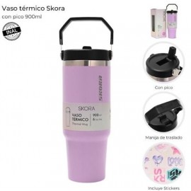VASO TERMICO SKORA CON PICO LILA 40144