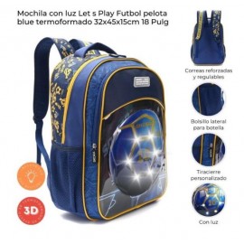 MOCHILA LET'S PLAY FUTBOL PEL/BLUE 42876