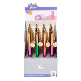 BOLIGRAFO METAL 1MM TINTA AZUL RT FLOWER